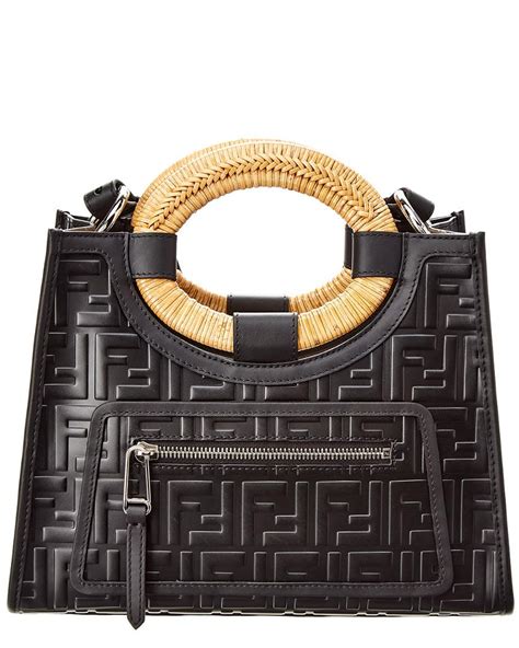 fendi 8bh353 a7s0|Fendi Runaway Ff Small Canvas & Leather Shopper Tote, Black.